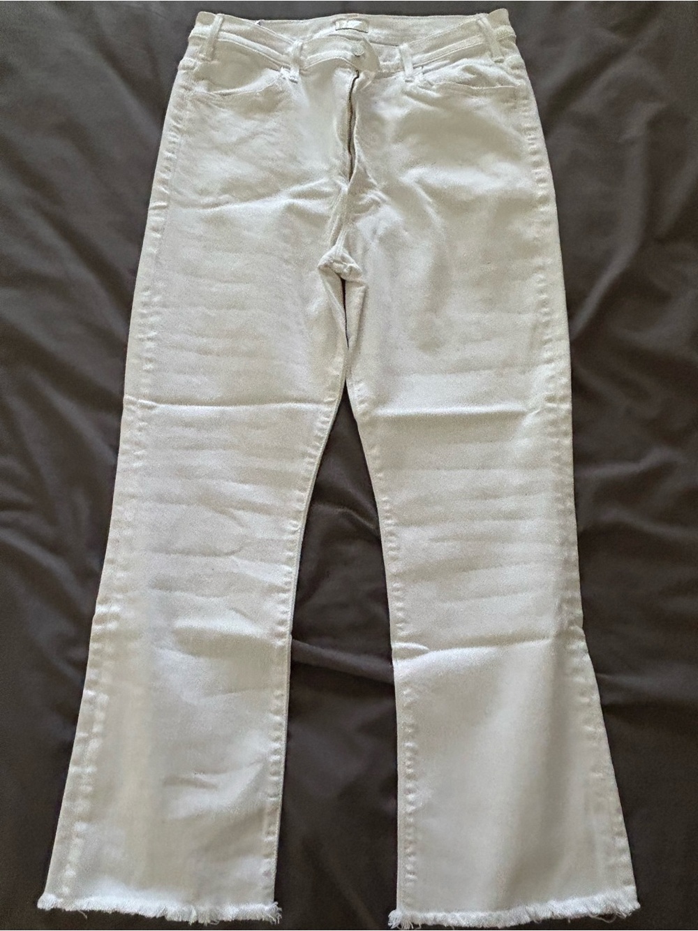 MOTHER White Ankle Flare Jeans